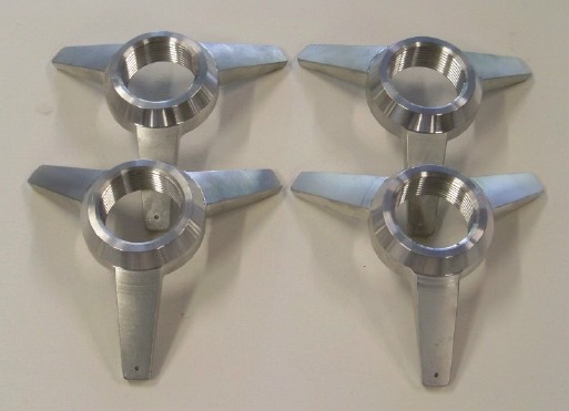 Tri wing spinners set of 4 flat finish